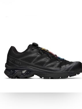 Salomon Black Trail Shoe with Multicolor Lace Accents